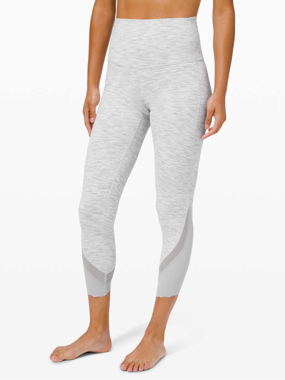 Lululemon Wunder Under Scallop Crop Leggings Nimbus Battleship Sz 2